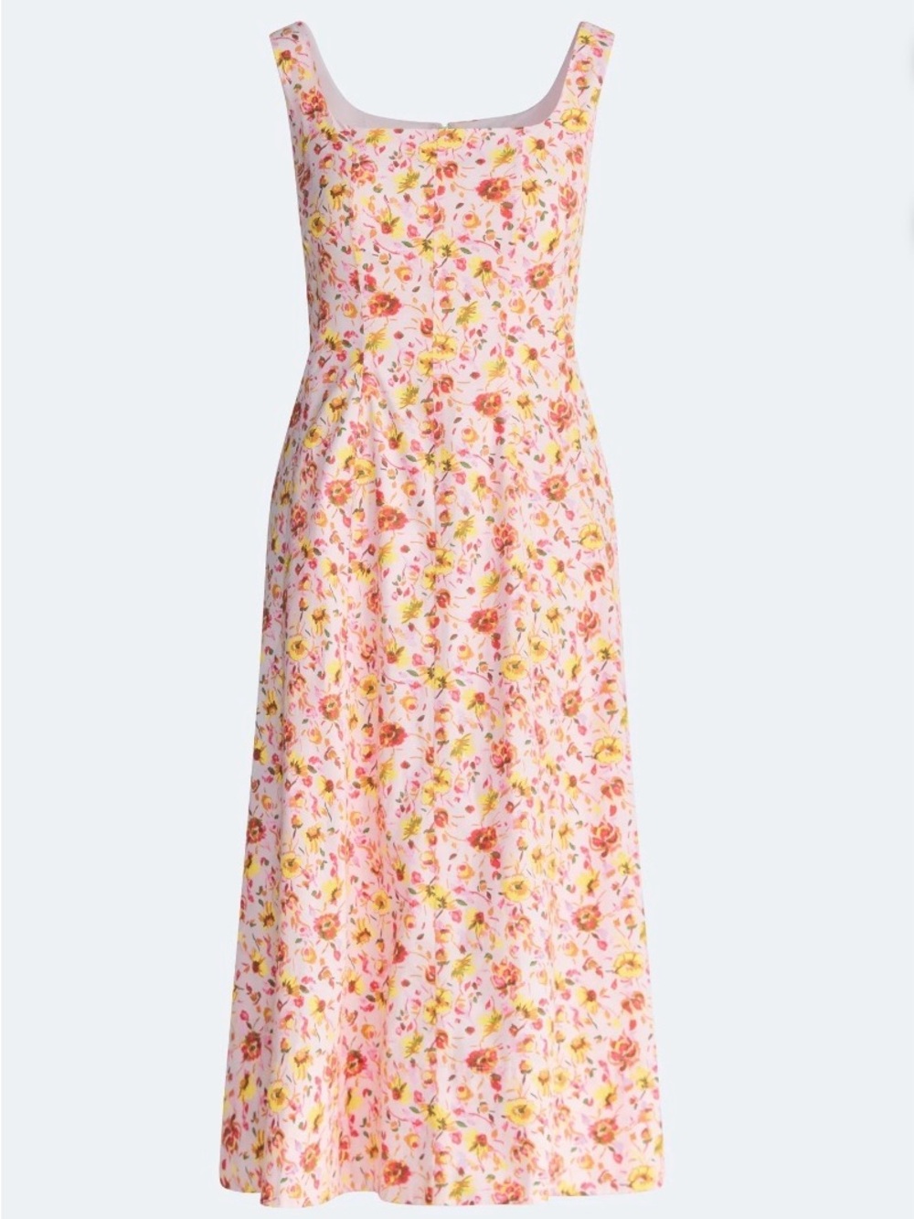 Sleeveless Plus Pink Floral Midi Dress